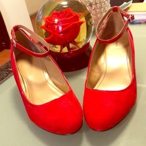 Red Classy Wedge Shoes